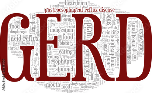 Gastroesophageal Reflux Disease - GERD word cloud conceptual design isolated on white background.