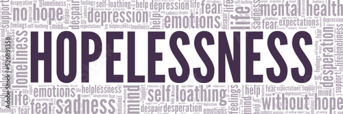 Hopelessness word cloud conceptual design isolated on white background.