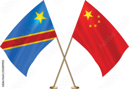 Democratic Republic of the Congo,China flag together.Congo,Chinese flag together