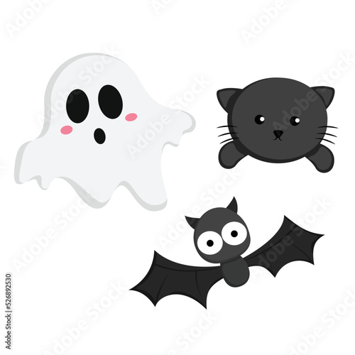 Halloween Ghost and Animal Illustration Clipart
