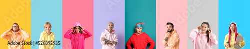 Set of people in stylish ho...