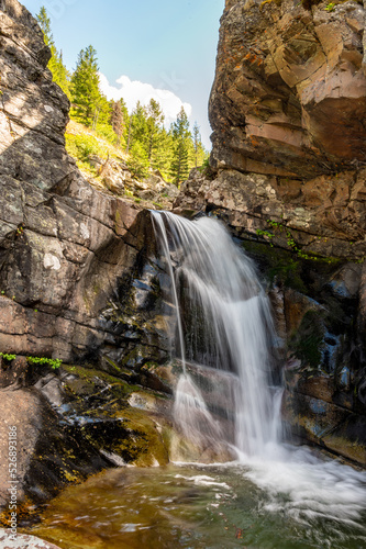 Aster Falls accessible from the South Shore Trailhead at Two Medicine Lake in Glacier National Park, Montana