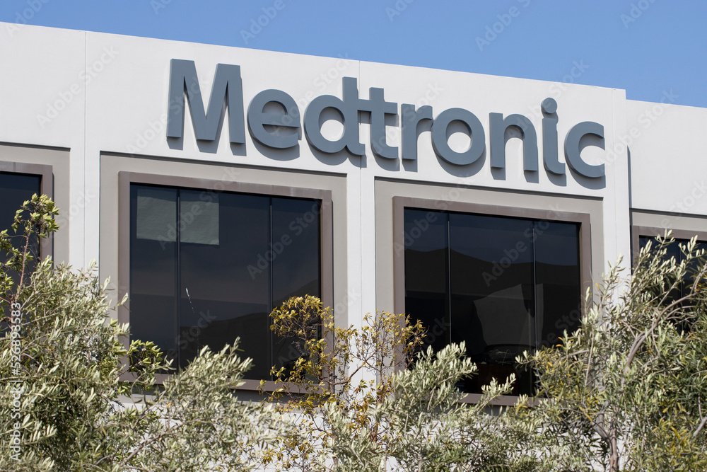 Irvine, CA, USA May 8, 2022 Medtronic logo is seen at its office in