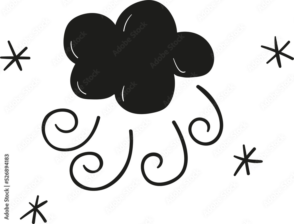 Cloudy windy hand drawn solid style Cloudy windy hand drawn solid style