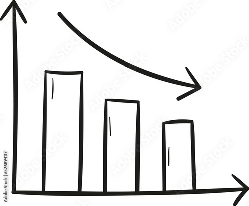 Bar chart down hand drawn outline style