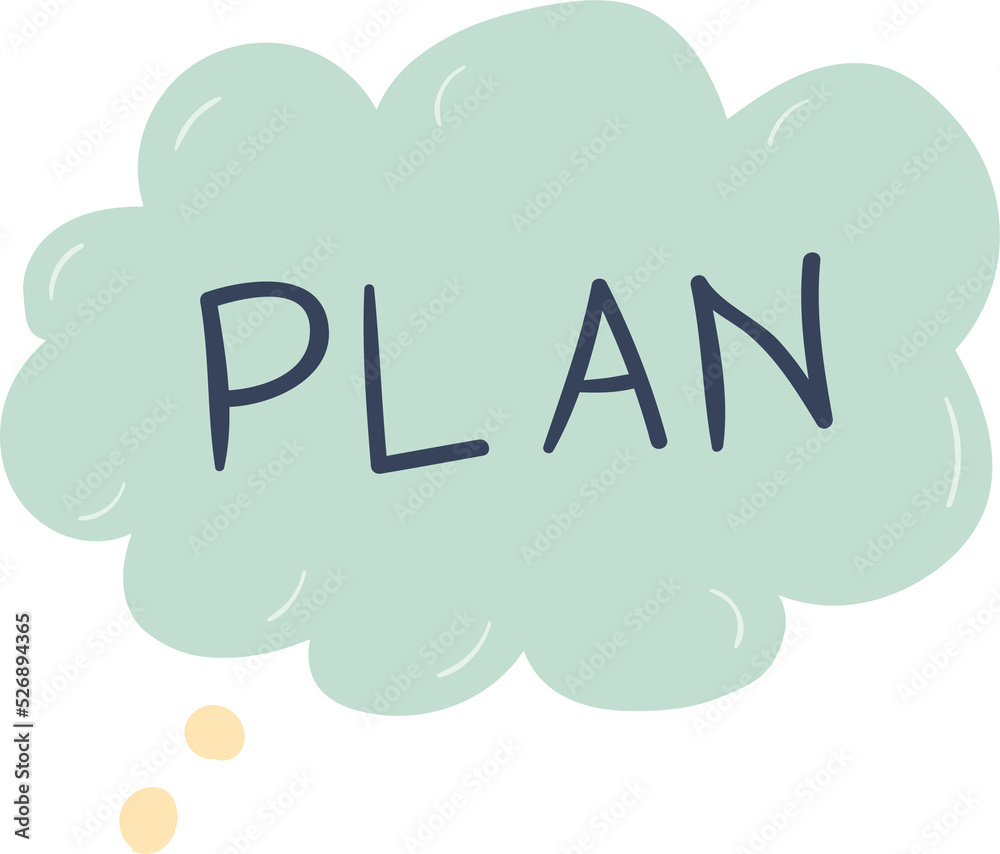 Plan word in speech bubble hand drawn flat style Plan word in speech bubble hand drawn flat style