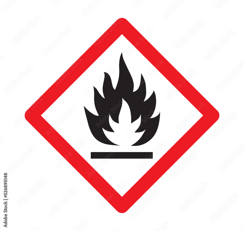 Flammable hazard sign. Fire hazard vector icon. Flammable hazard sign. Fire hazard vector icon.
