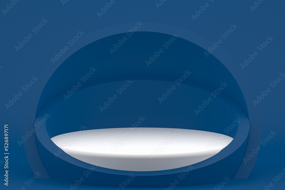 Podium minimal on dark blue background for cosmetic product presentation Podium minimal on dark blue background for cosmetic product presentation