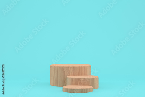 wood podium minimal 3d rendering or product stand for cosmetic product presentation