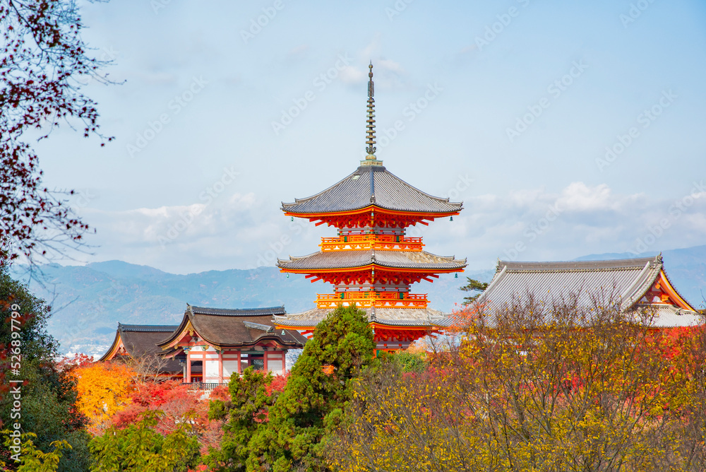 Five Storeys Pagoda of Kiyomizudera Temple in autumn, Kyoto, Japan