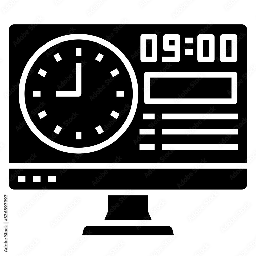 Fototapeta premium Clock Time glyph icon. Can be used for digital product, presentation, print design and more.