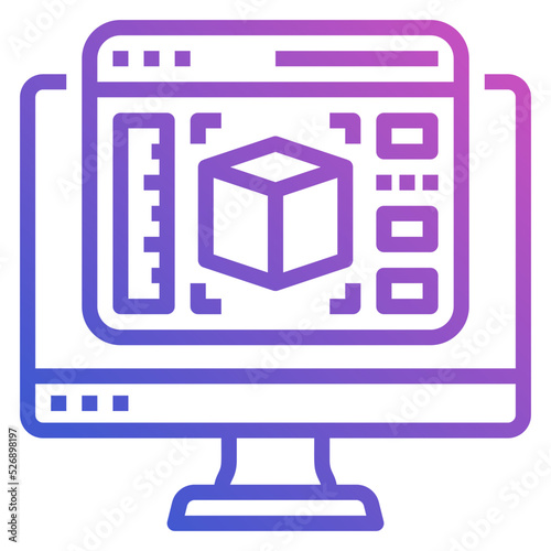 3D Design line gradient icon. Can be used for digital product, presentation, print design and more.