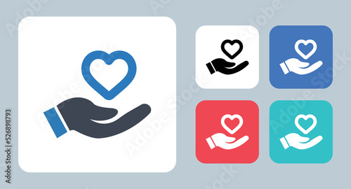 Donate icon - vector illustration . Charity, Donate, Donation, give, Heart, Love, Hands, Relief, care, Support, help, aid, sign, symbol, flat, icons .