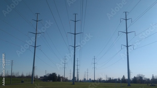 power lines on a field