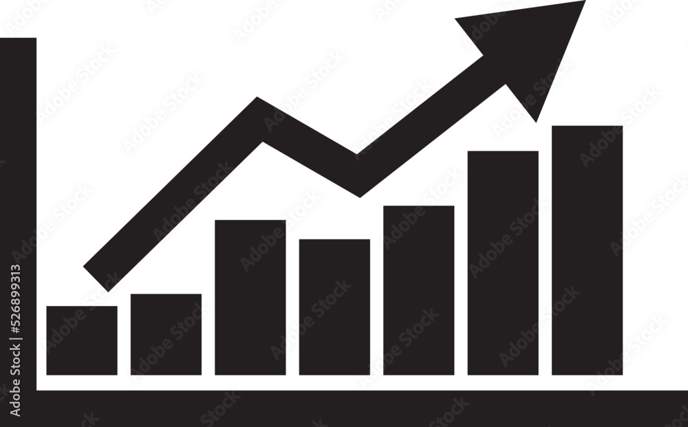 business graph and arrow icon business graph and arrow icon