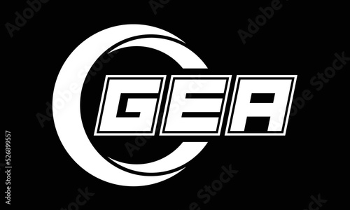 GEA three-letter circle logo design. custom font black and white logo vector template | abstract logo | word mark logo | letter mark logo | business logo | minimalist logo | font logo |