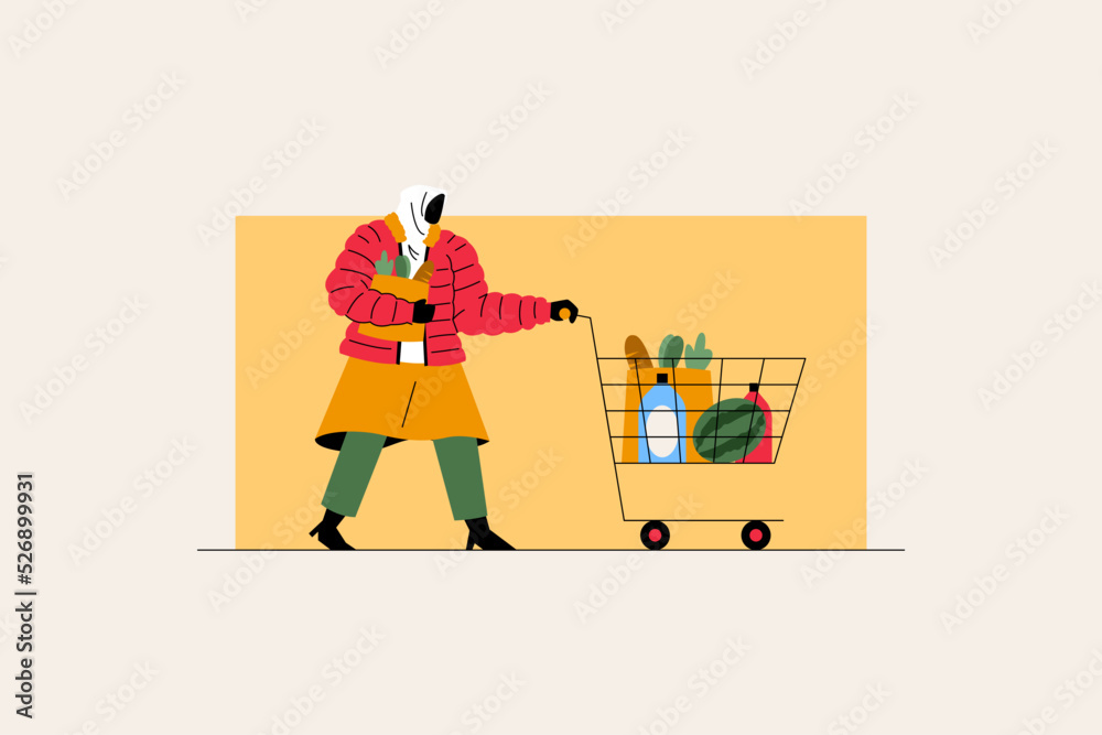 girl with shopping bags silhouette illustration