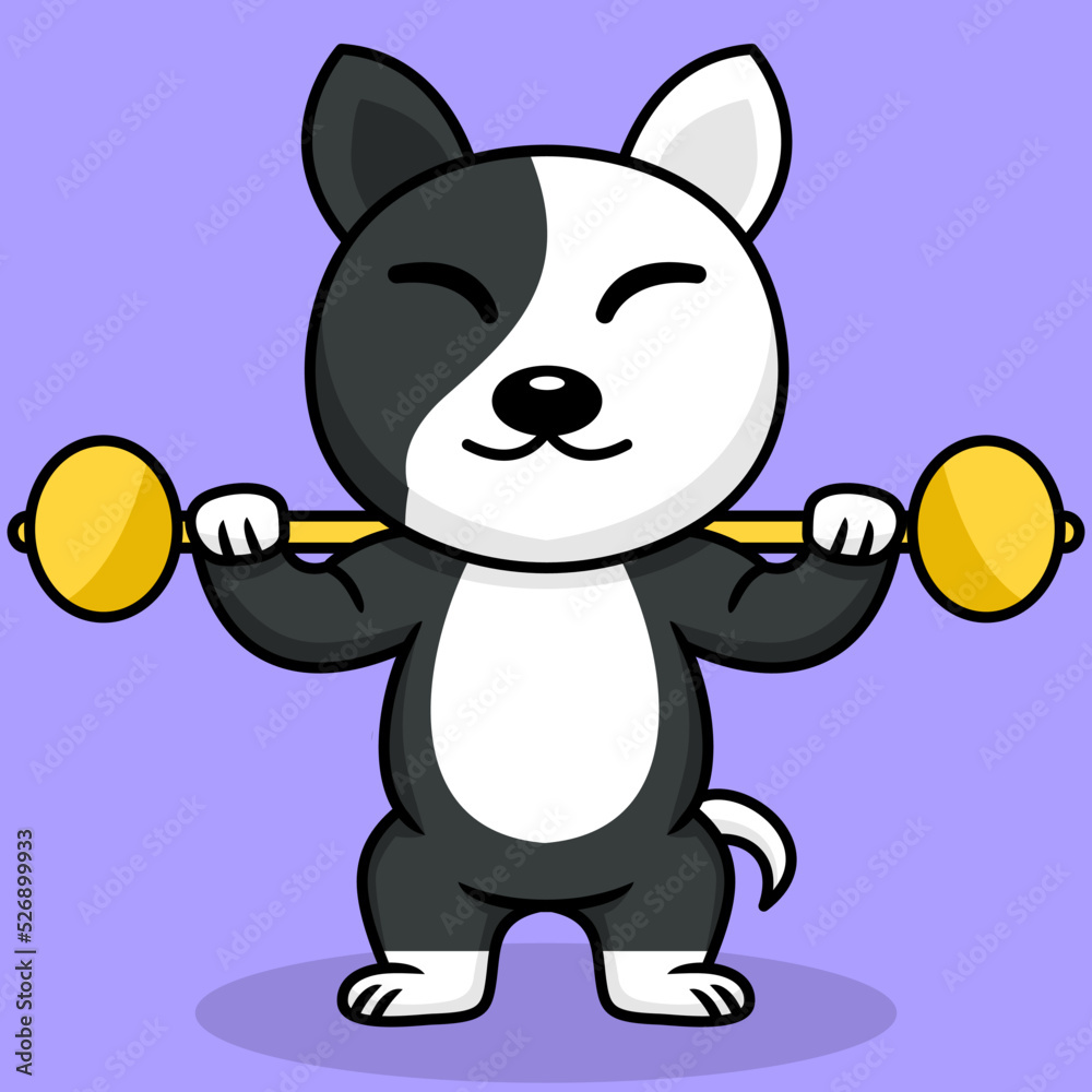 Vector illustration of premium cute dog doing sport lifting gold Vector illustration of premium cute dog doing sport lifting gold
