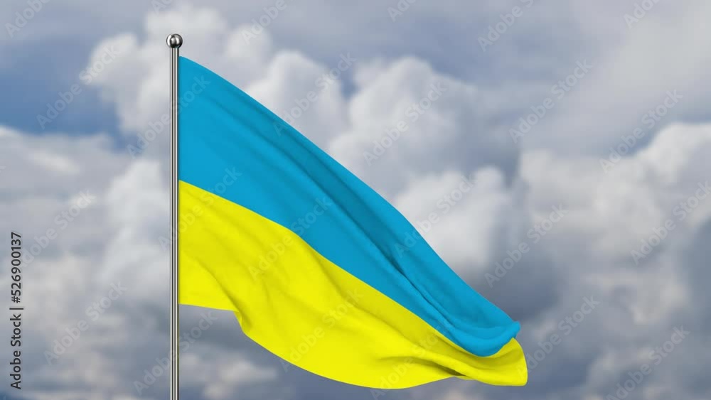 ukrainian flag on sky background. 3D render ukrainian flag on sky background. 3D render