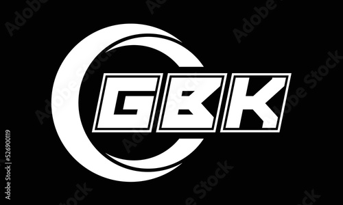 GBK three-letter circle logo design. custom font black and white logo vector template | abstract logo | word mark logo | letter mark logo | business logo | minimalist logo | font logo | photo