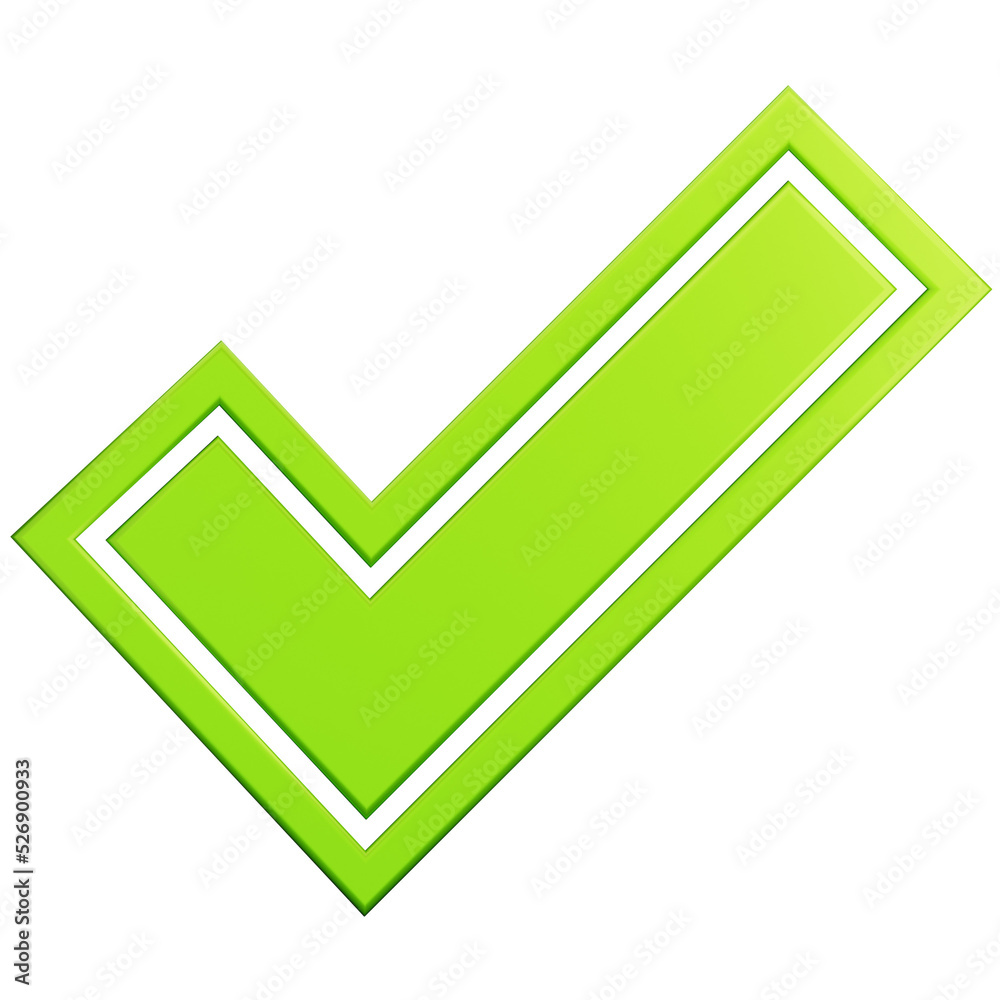 green check mark approve symbol on transparent background. 3D Illustration green check mark approve symbol on transparent background. 3D Illustration