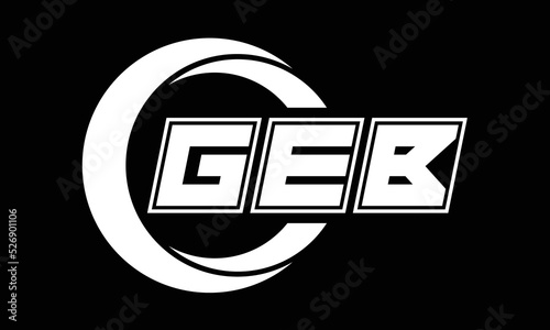 GEB three-letter circle logo design. custom font black and white logo vector template | abstract logo | word mark logo | letter mark logo | business logo | minimalist logo | font logo |