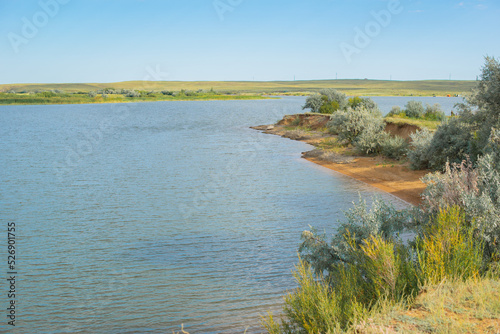beautiful landscape of seleta river and beach in Kazakhstan