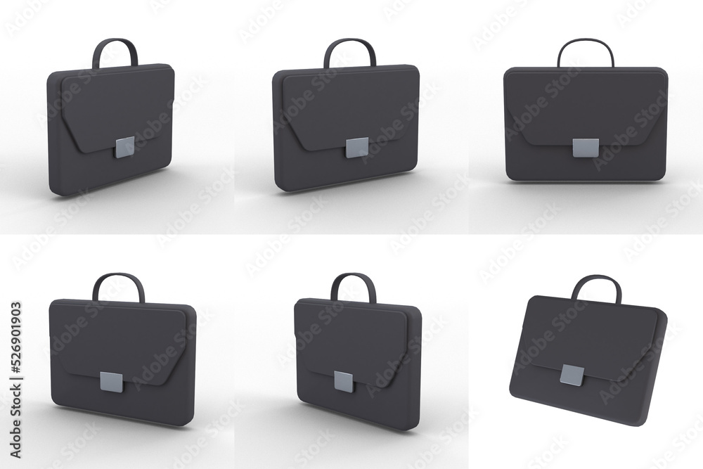 3d illustration of turntable view of leather briefcase transparent background. 3d illustration of turntable view of leather briefcase transparent background.