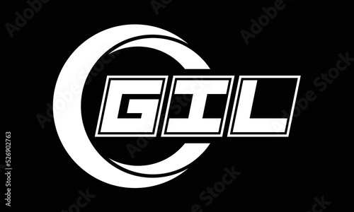 GIL three-letter circle logo design. custom font black and white logo vector template | abstract logo | word mark logo | letter mark logo | business logo | minimalist logo | font logo |