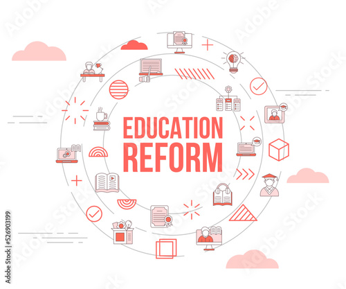 education reform concept with icon set template banner and circle round shape