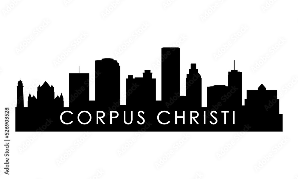 Corpus Christi skyline silhouette. Black Corpus Christi city design isolated on white background.