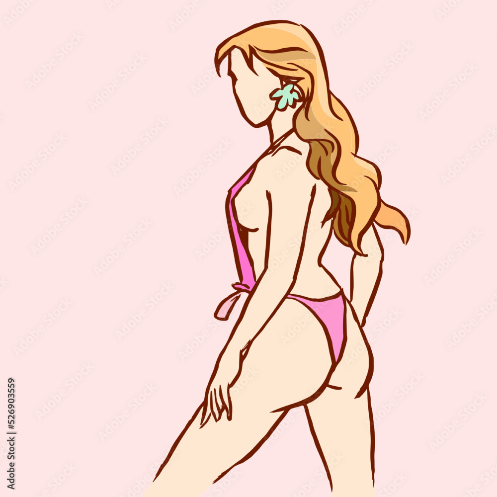 girl in pink bikini vector for card illustration decoration girl in pink bikini vector for card illustration decoration
