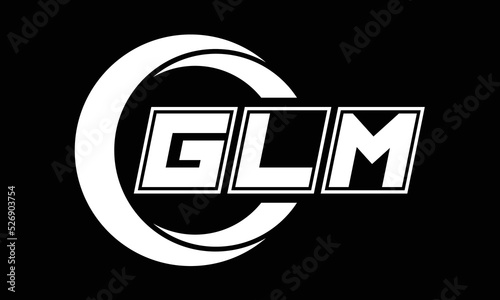 GLM three-letter circle logo design. custom font black and white logo vector template | abstract logo | word mark logo | letter mark logo | business logo | minimalist logo | font logo | photo