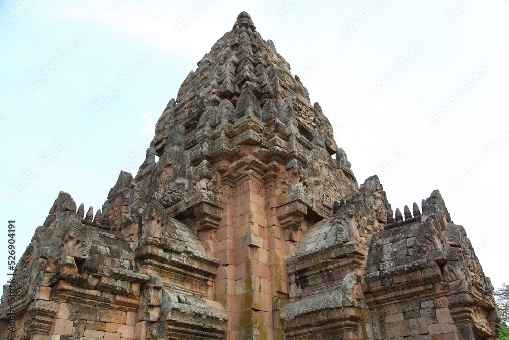 Sand stone castle Phanomrung Historical Park castle in Buriram province, Thailand. Religious buildings constructed by the ancient Khmer art.