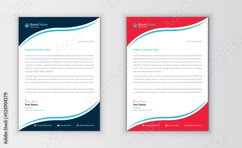 corporate and creative modern letterhead template design with blue and red color. Modern letterhead design template for your project.