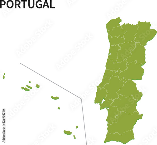 ポルトガル/PORTUGALの地域区分イラスト