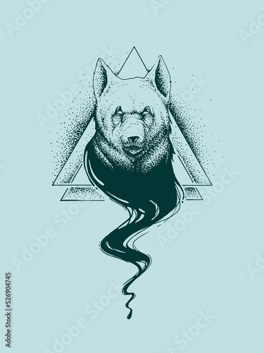 abstract wolf head in triangles concept illustration vectors