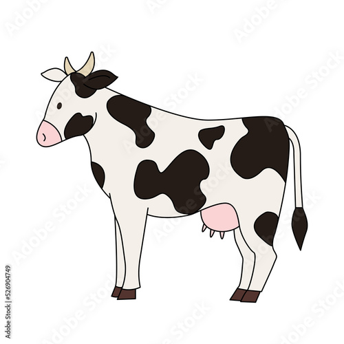 Spotted realistic cow isolated on white background. Vector illustration of farm animal