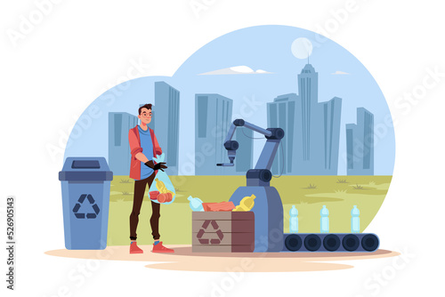 Waste recycling Illustration concept on white background