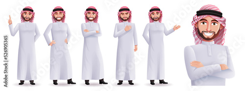 Leinwand Poster Saudi arab man vector character set