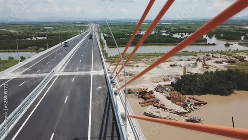 Aerial view Ha Long City, the capital city of Quang Ninh Province, Halong Bay, Vietnam. New Expressway from Haipong to Halong Saves Travel Time to Halong. photo