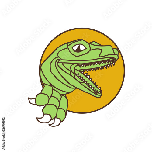 Raptor Head Breaking Out Wall Circle Drawing