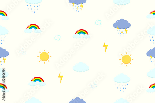 Cloud weather seamless pattern illustration