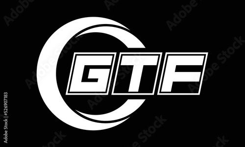 GTF three-letter circle logo design. custom font black and white logo vector template | abstract logo | word mark logo | letter mark logo | business logo | minimalist logo | font logo | photo