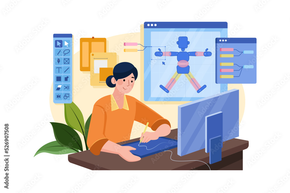 Computer Animator Illustration concept on white background