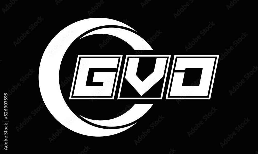 GVD three-letter circle logo design. custom font black and white logo ...