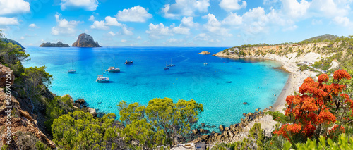 Landscape with Cala d’Hort, Ibiza islands, Spain