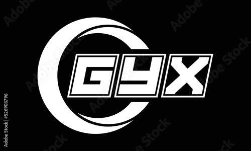 GYX three-letter circle logo design. custom font black and white logo vector template | abstract logo | word mark logo | letter mark logo | business logo | minimalist logo | font logo | photo