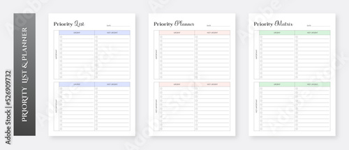 Priority Matrix Planner. Time Management Planner. Task Priority Matrix Planner Design. Modern Planner Template Set.