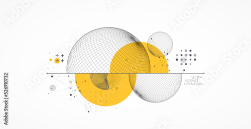 Fototapete Sphere  theme with connected lines in technology style background